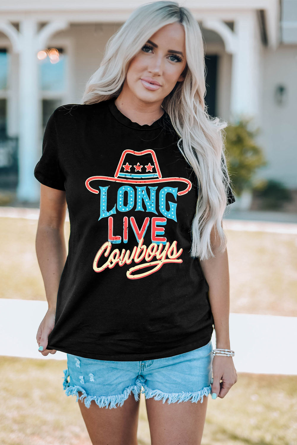 LONG LIVE COWBOYS Graphic Tee Shirt-Jewearrings