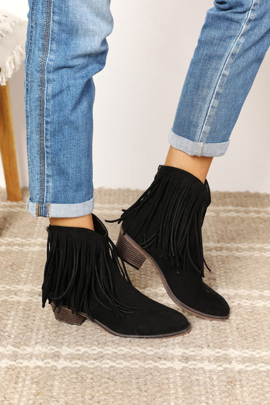 Legend Women's Fringe Cowboy Western Ankle Boots-Jewearrings