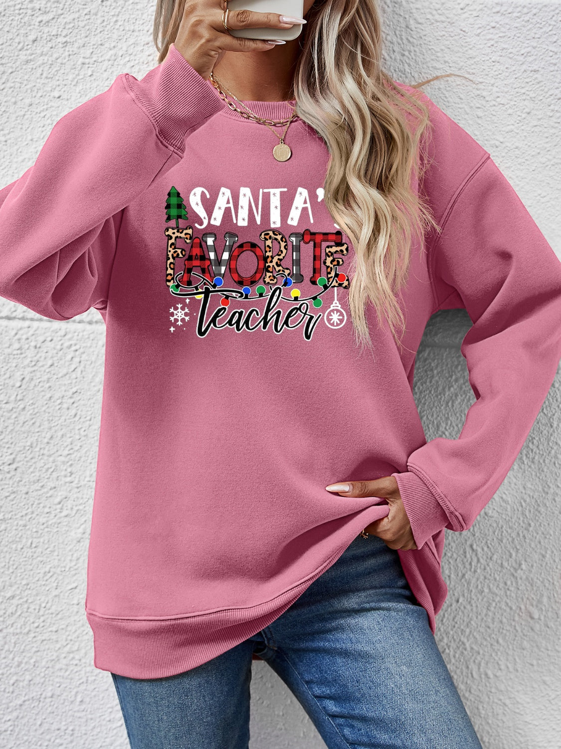 Letter Graphic Sweatshirt-Jewearrings