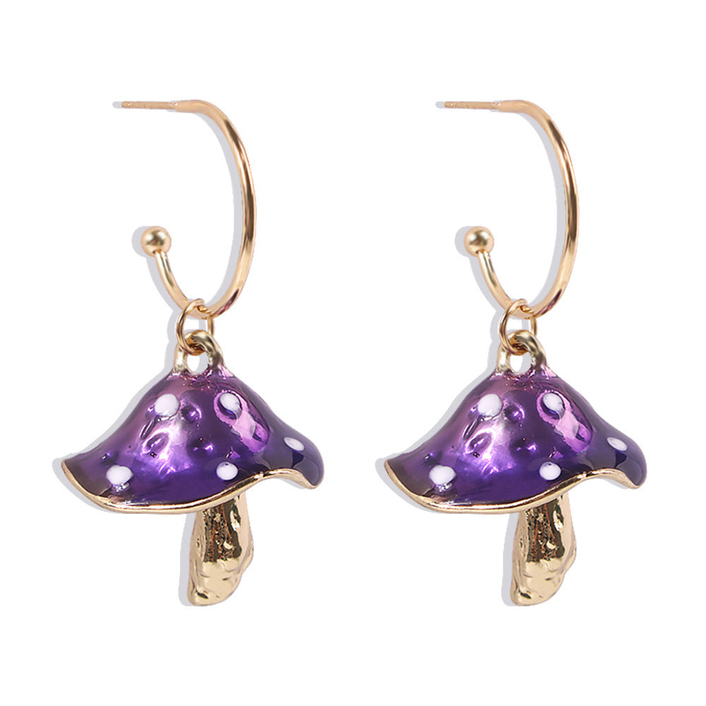 Mushroom Earrings Creative Korean Drip Oil Earrings-Jewearrings