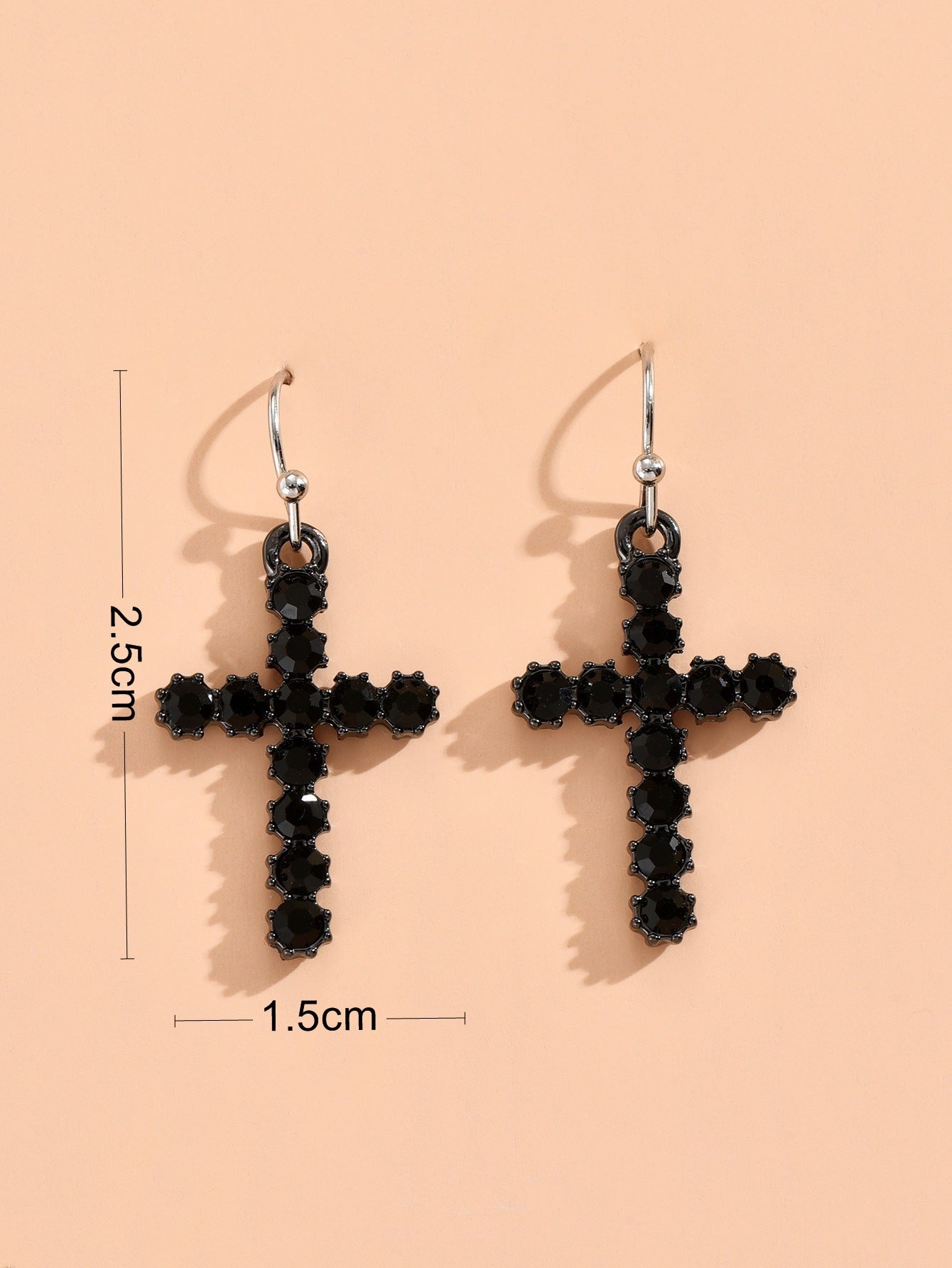 Women's Fashion Black Cross Jeweled Earrings-Jewearrings