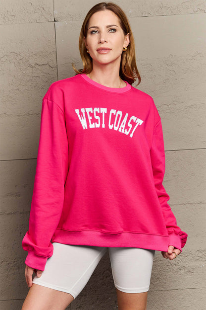 Simply Love Full Size WEST COAST Graphic Long Sleeve Sweatshirt-Jewearrings