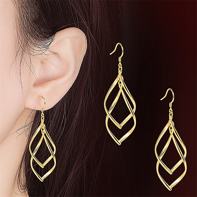 Simple Cross-border Accessories Gold-plated Double Ring Buckle Earrings-Jewearrings