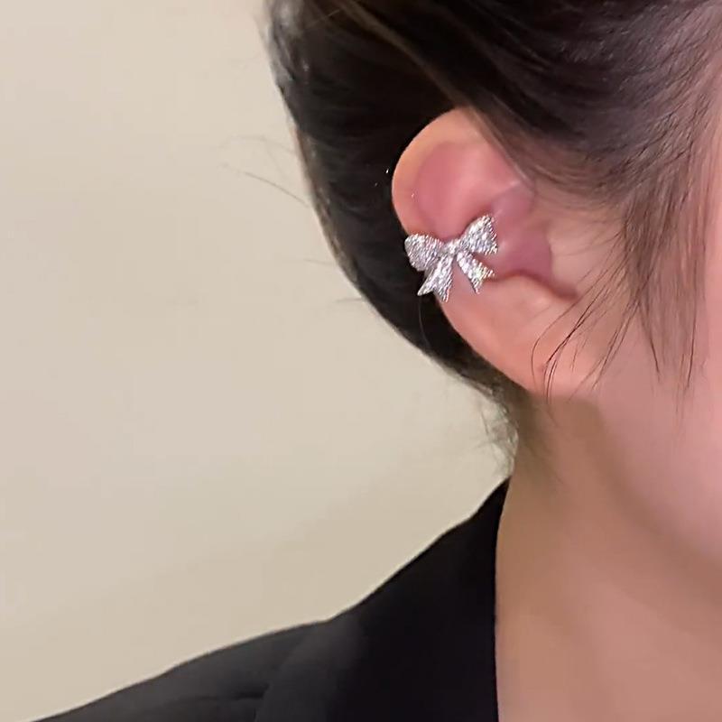 Bow Ear Clip Ear Clip Female Feeling Special-interest Earrings Without Pierced Ears-Jewearrings