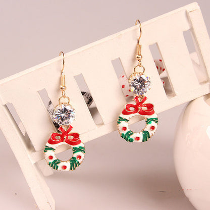 Christmas Bow Wreath Earrings In Europe And America-Jewearrings