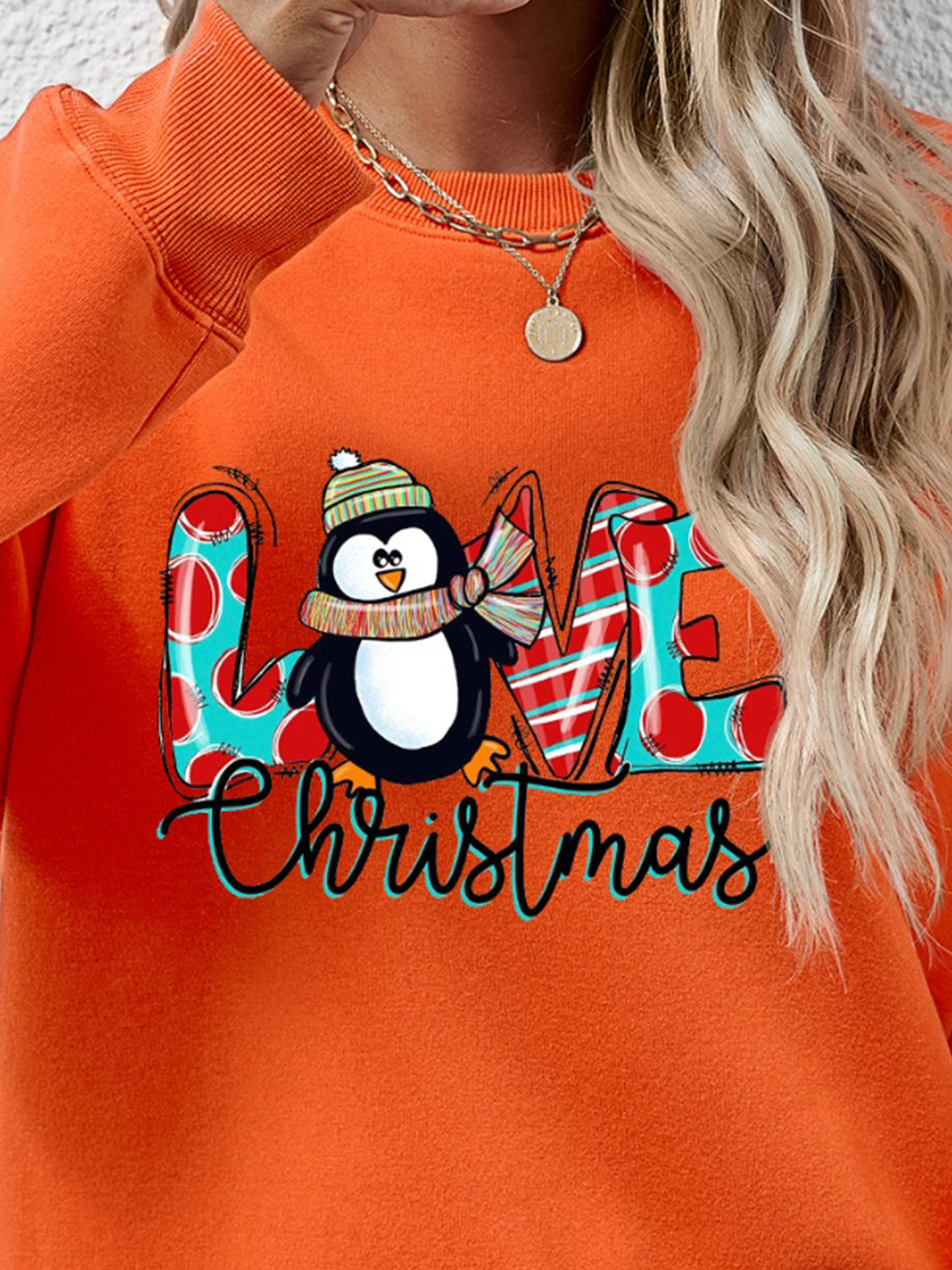 LIVE CHRISTMAS Drop Shoulder Round Neck Sweatshirt-Jewearrings