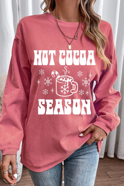 HOT COCOA SEASON Round Neck Sweatshirt-Jewearrings