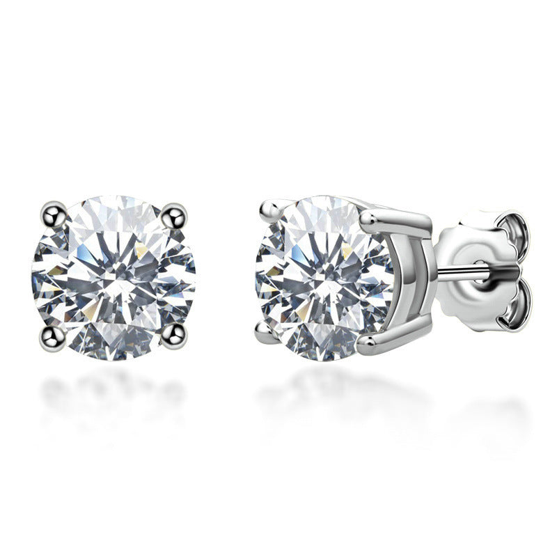 Stud Earrings 925 Sterling Silver 18 Gold Moissanite Stud Earrings-Jewearrings