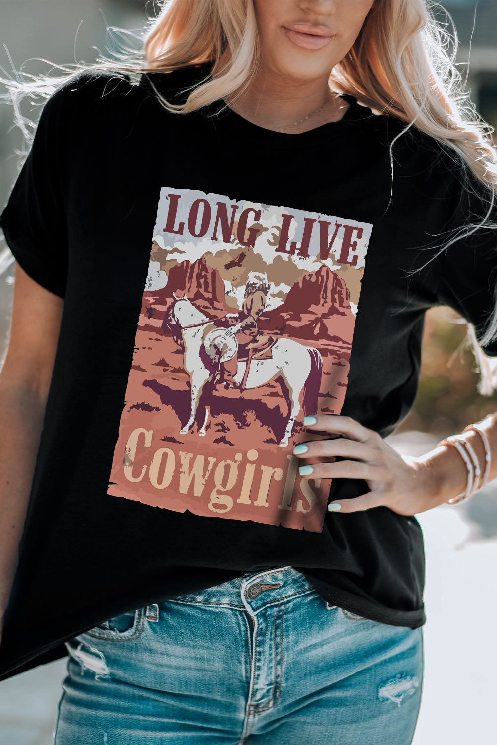 LONG LIVE COWGIRLS Graphic Tee-Jewearrings