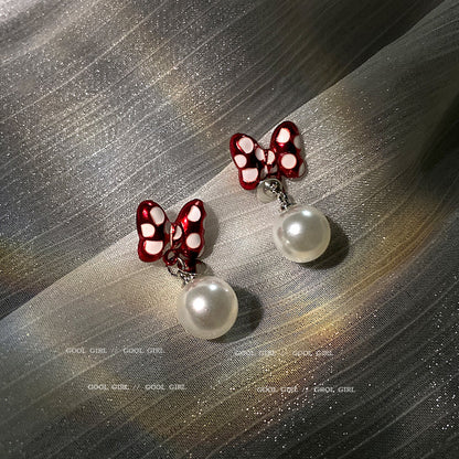 Pearl Cute Girly Heart Small Earrings-Jewearrings