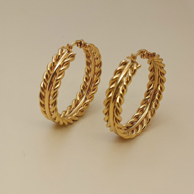 Twist Ear Clip 18K Stainless Steel Gold Earrings-Jewearrings