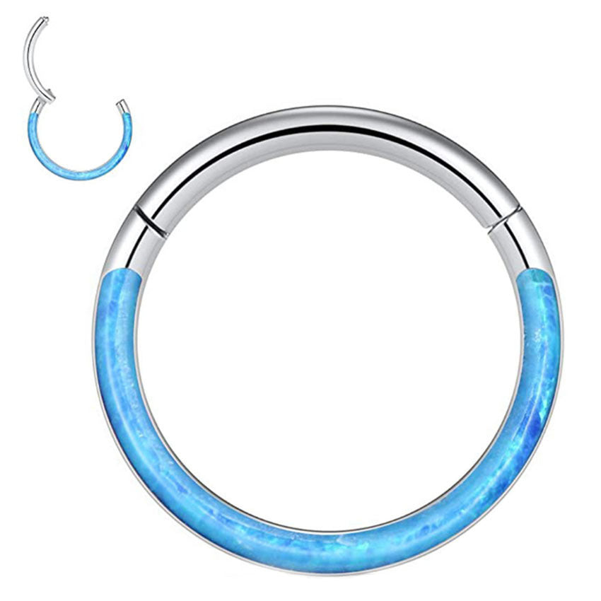 Stainless Steel Real Opal Piercing Jewelry Nose Ring Nose Ring Multifunctional Earrings-Jewearrings