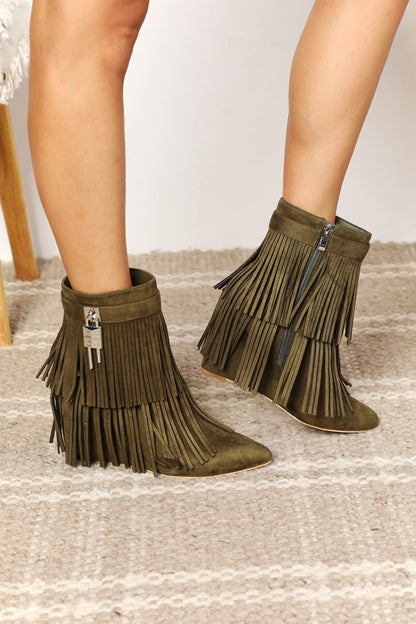 Legend Women's Tassel Wedge Heel Ankle Booties-Jewearrings