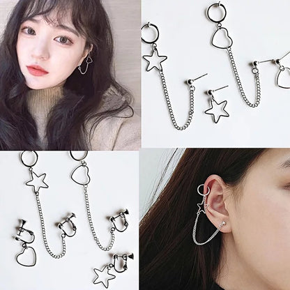 One-piece Ear Bone Clip Asymmetric Earrings-Jewearrings