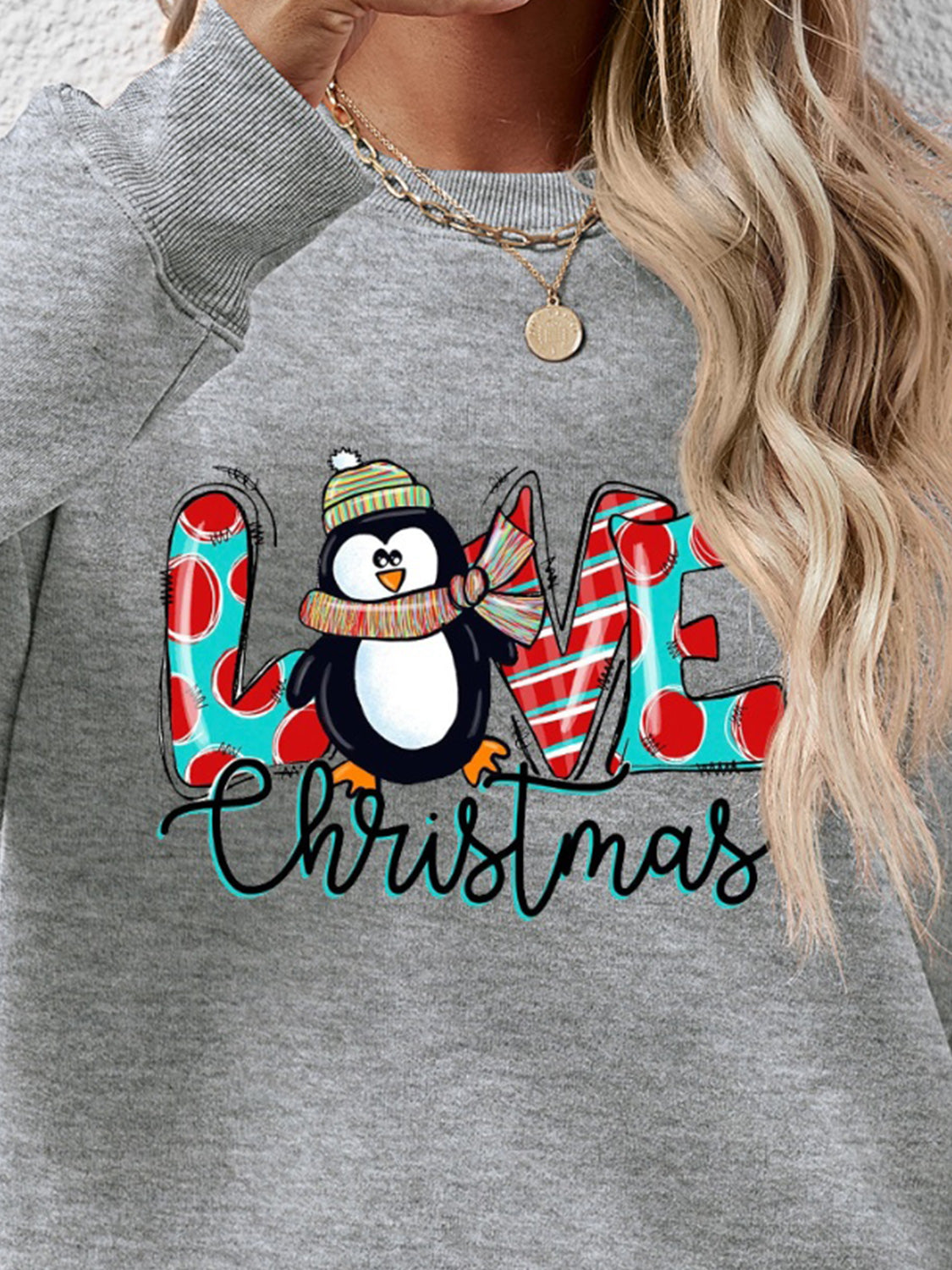 LIVE CHRISTMAS Drop Shoulder Round Neck Sweatshirt-Jewearrings