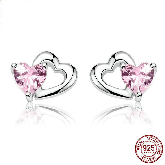 Sterling silver s925 heart-shaped zircon earrings-Jewearrings