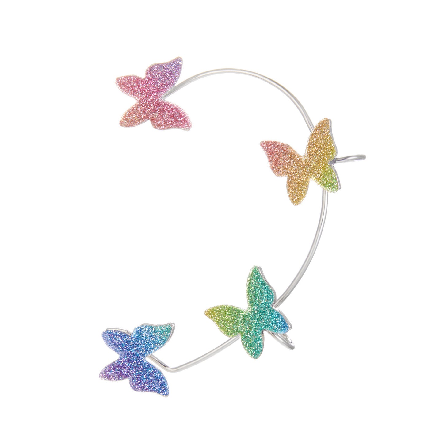 Glitter Butterfly Ear Clip And Ear Hook Earrings-Jewearrings