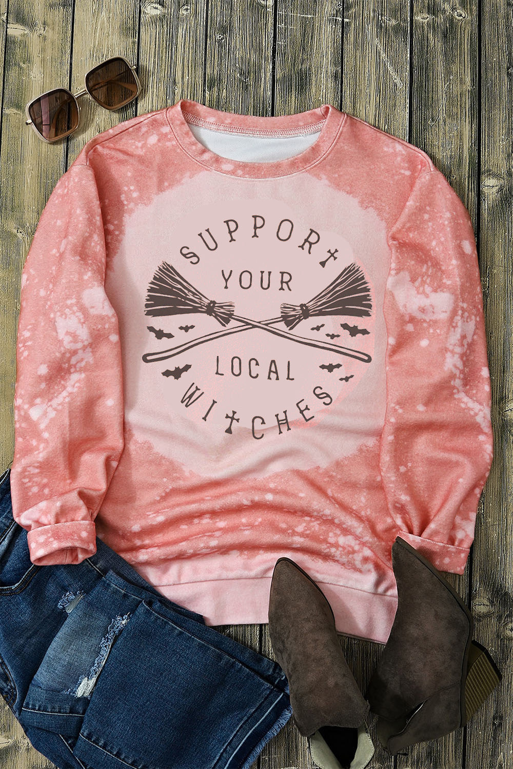 SUPPORT YOUR LOCAL WITCHES Graphic Sweatshirt-Jewearrings