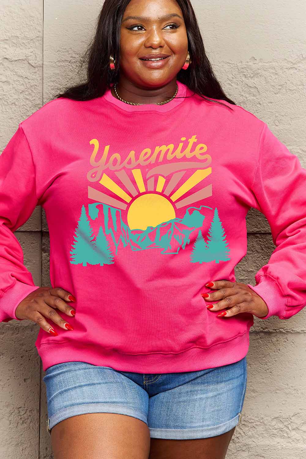 Simply Love Simply Love Full Size YOSEMITE Graphic Sweatshirt-Jewearrings