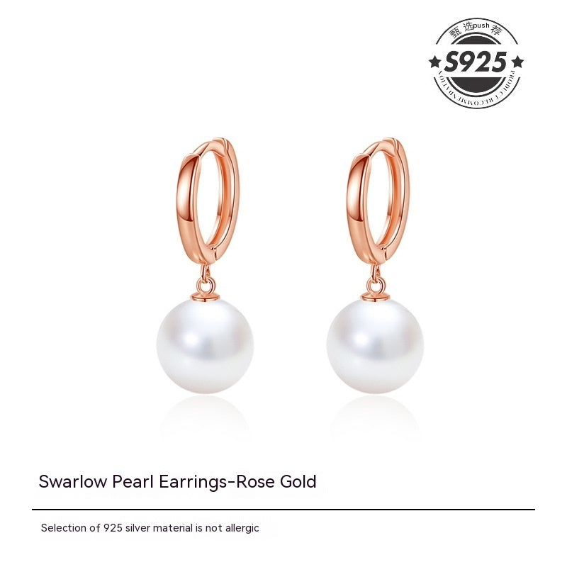 Pearl Earrings Women's Simple Sterling Silver-Jewearrings