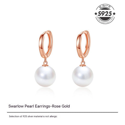 Pearl Earrings Women's Simple Sterling Silver-Jewearrings