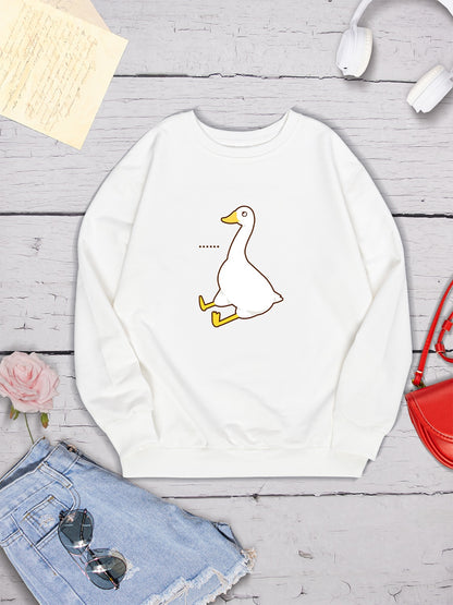 Goose Graphic Round Neck Sweatshirt-Jewearrings