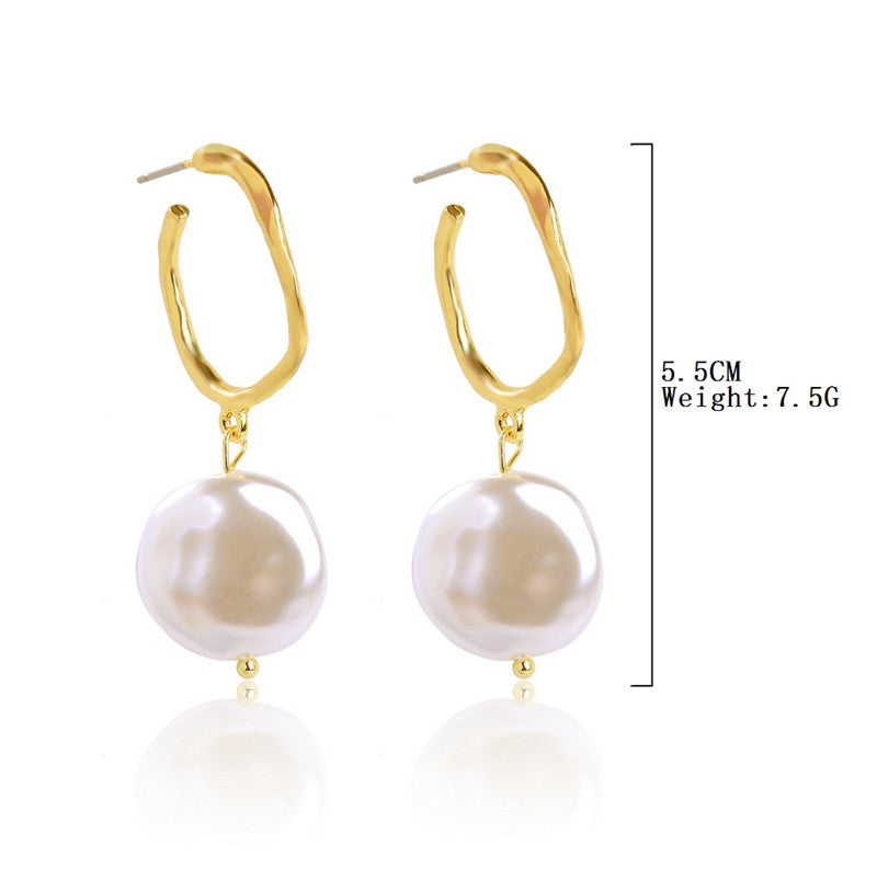 Special-shaped Pearl Earrings Retro Imitation Natural Irregular Earrings-Jewearrings