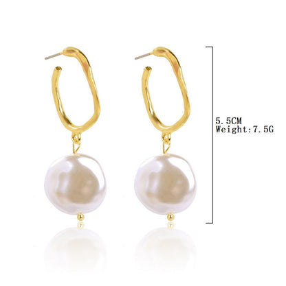 Special-shaped Pearl Earrings Retro Imitation Natural Irregular Earrings-Jewearrings