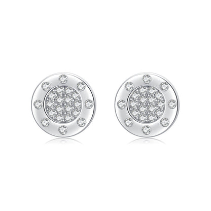 S925 Sterling Silver Micro Set Simple Round Stud Earrings-Jewearrings