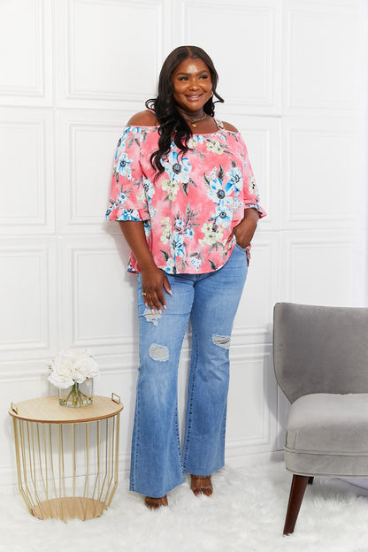 Sew In Love Full Size Fresh Take Floral Cold-Shoulder Top-Jewearrings