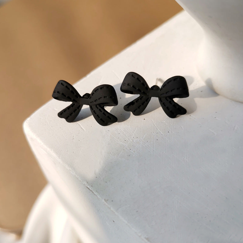 S925 Silver Pin Korean Dongdaemun Bow Earrings-Jewearrings