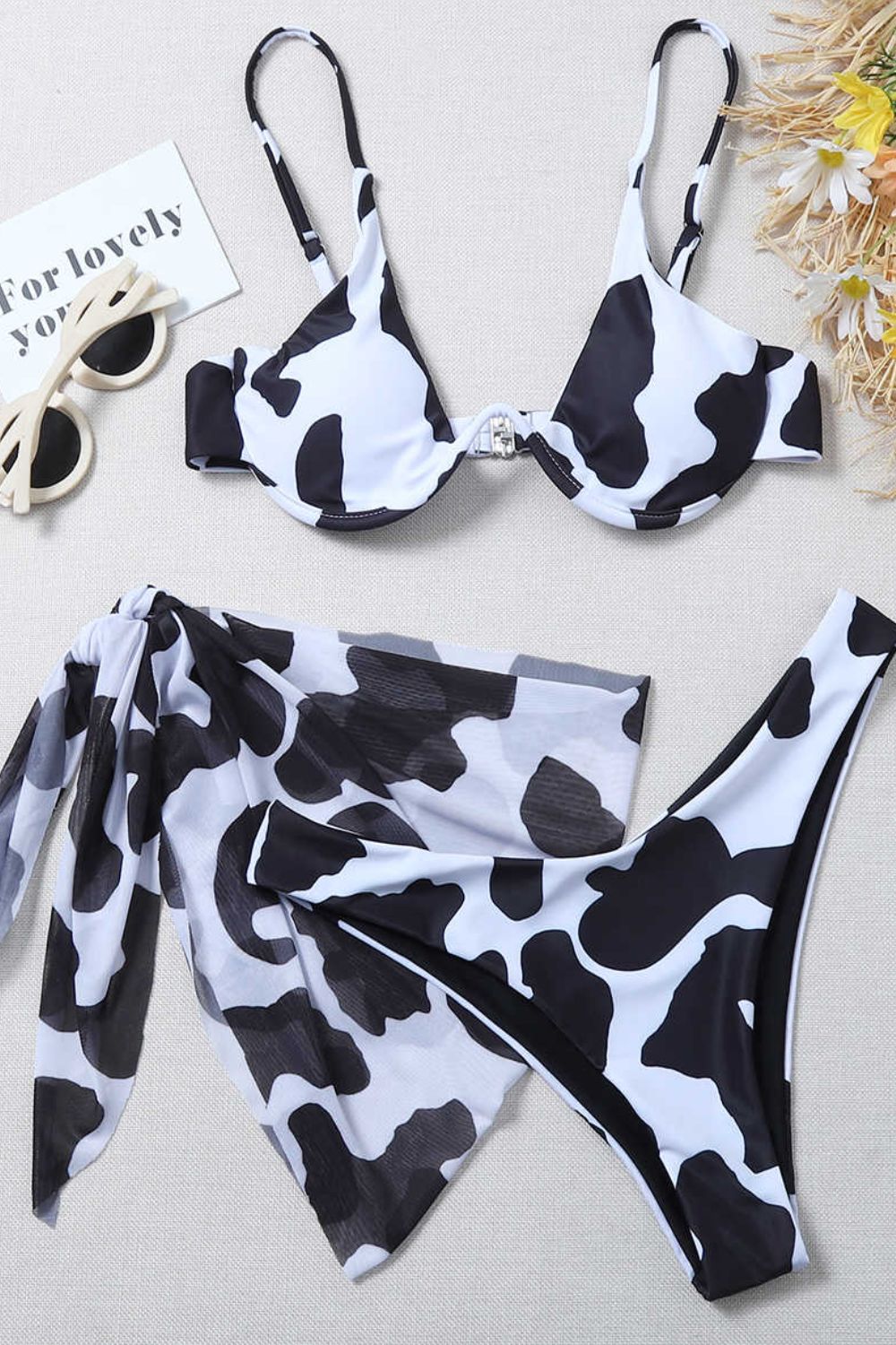 Animal Print Three-Piece Swim Set-Jewearrings