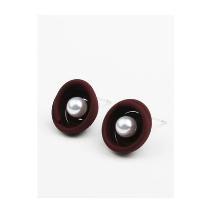 South Korea's New Fashion S925 Silver Needle Painted Spiral Pearl Earrings-Jewearrings