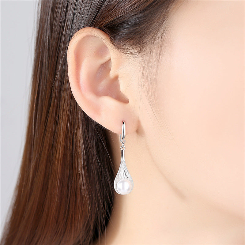 Imitation pearl enamel earrings-Jewearrings