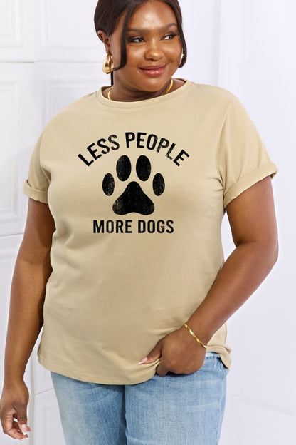 Simply Love Full Size LESS PEOPLE MORE DOGS Graphic Cotton Tee-Jewearrings