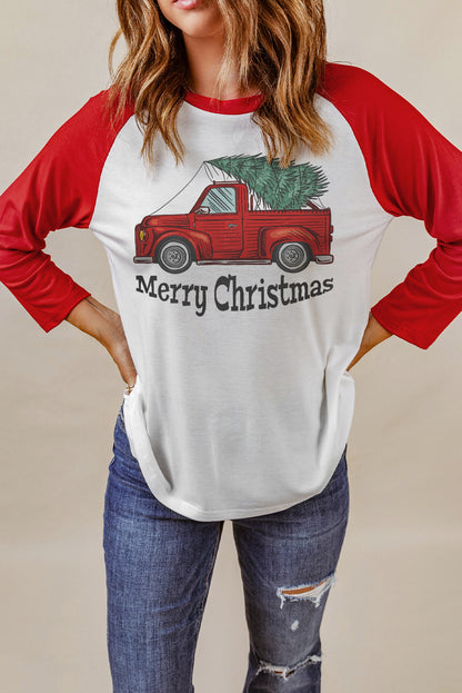 MERRY CHRISTMAS Graphic Raglan Sleeve T-Shirt-Jewearrings