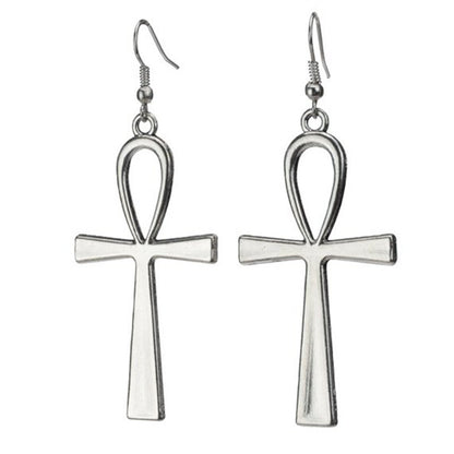 Cross Earrings Life Symbol Flower Pendant-Jewearrings