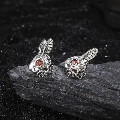 S925 Sterling Silver Stud Earrings Arrogant Retro Rabbit-Jewearrings