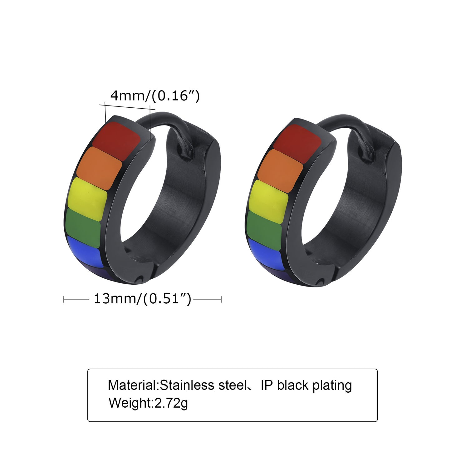 Stainless Steel Rainbow Hoop Earrings Without Pierced Ear Clips-Jewearrings