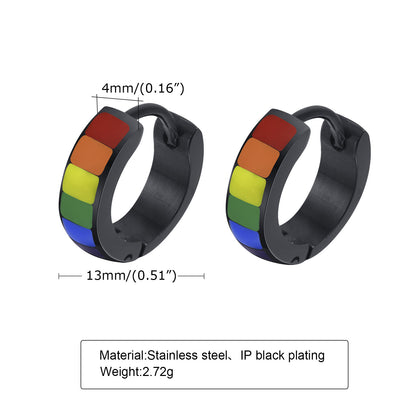 Stainless Steel Rainbow Hoop Earrings Without Pierced Ear Clips-Jewearrings