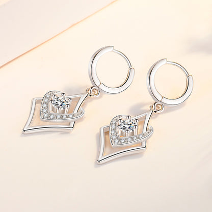 Inlaid Silver Female Drop-shaped Earrings Jewelry-Jewearrings