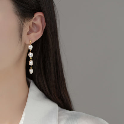 Women's Fashion Pearl Tassel Earrings-Jewearrings