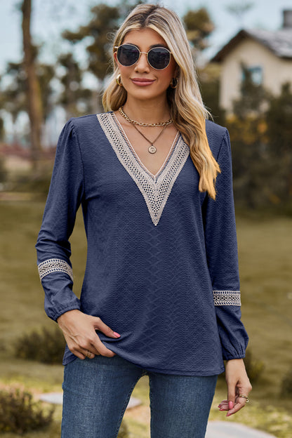 V-Neck Long Sleeve T-Shirt-Jewearrings