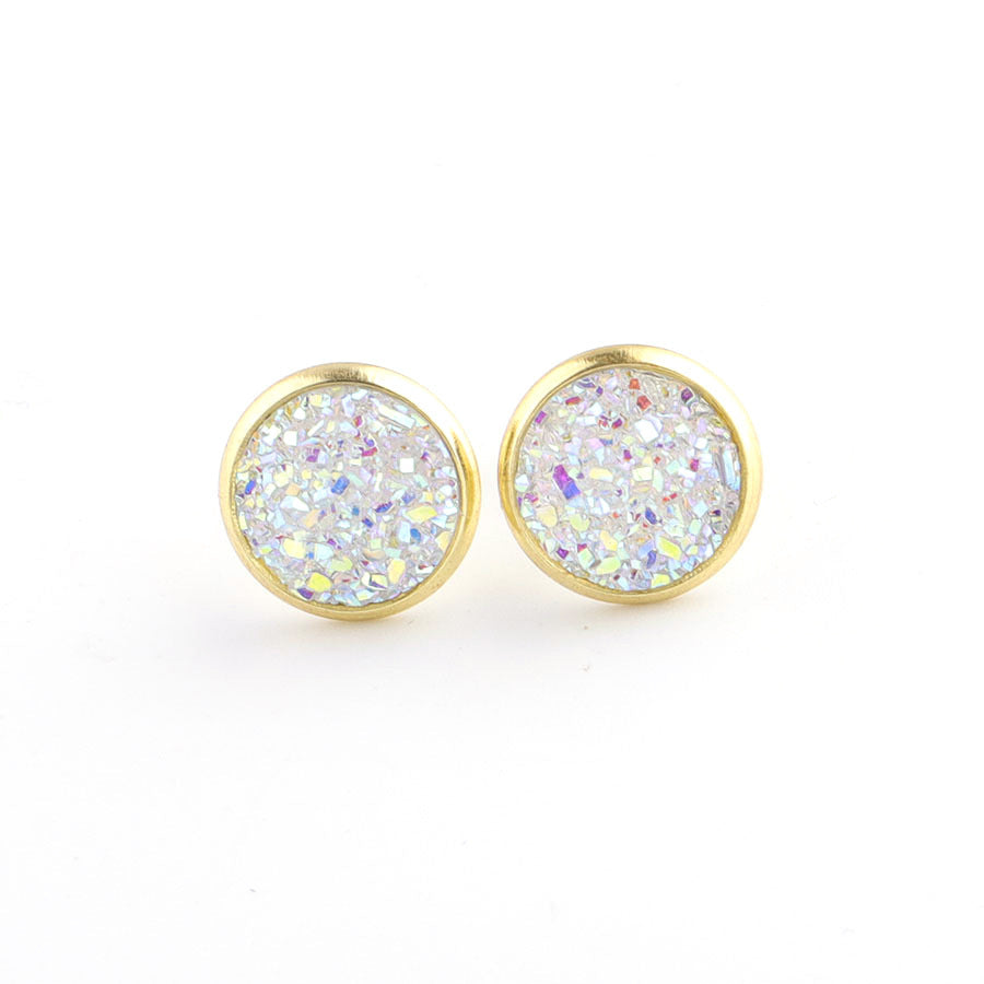 Starry Stainless Steel Water Plated Gold Stud Earrings-Jewearrings