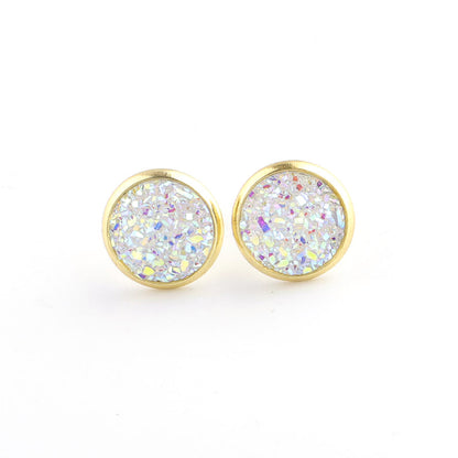 Starry Stainless Steel Water Plated Gold Stud Earrings-Jewearrings