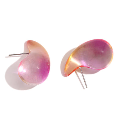 Stainless-steel Needle Color Environmental Protection High Transparent Two-color Resin Stud Earrings For Women-Jewearrings