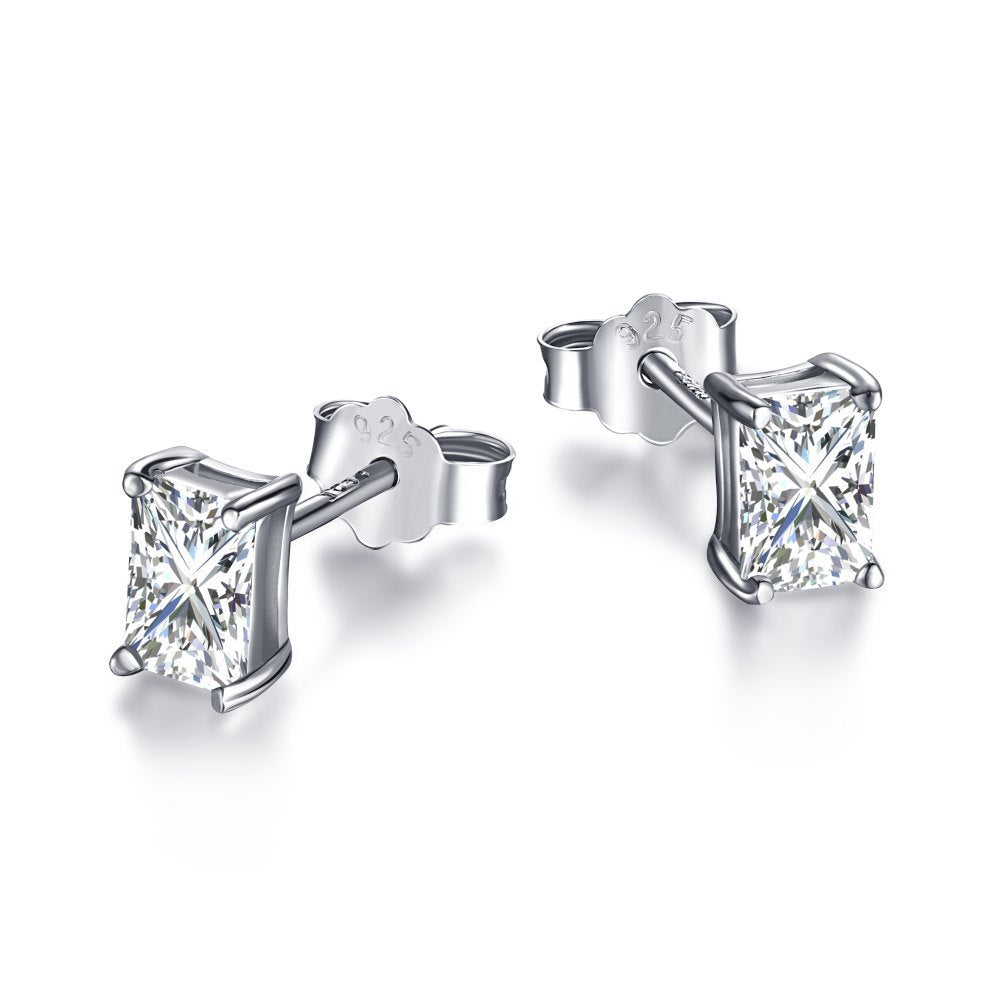 S925 Sterling Silver Zircon Single Rhinestone Ear Studs Female Earrings-Jewearrings