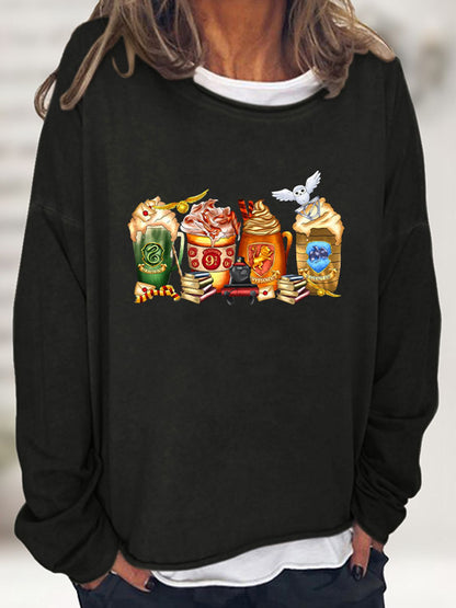 Full Size Graphic Round Neck Roll Hem Sweatshirt-Jewearrings