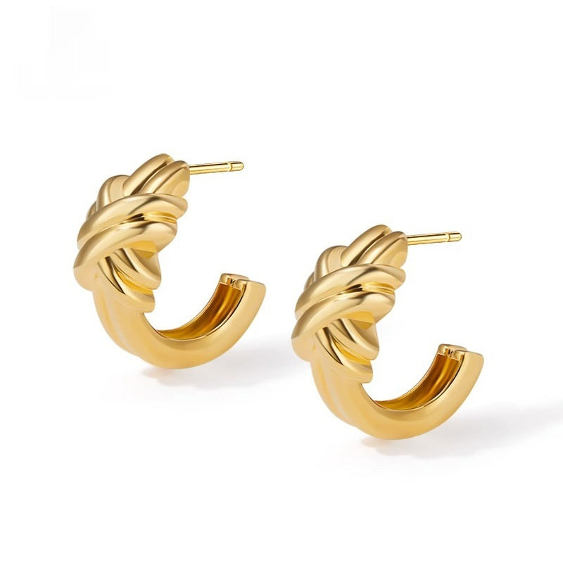 Winding C- Shaped Stud Earrings Luxury Advanced Design French Style All-match-Jewearrings