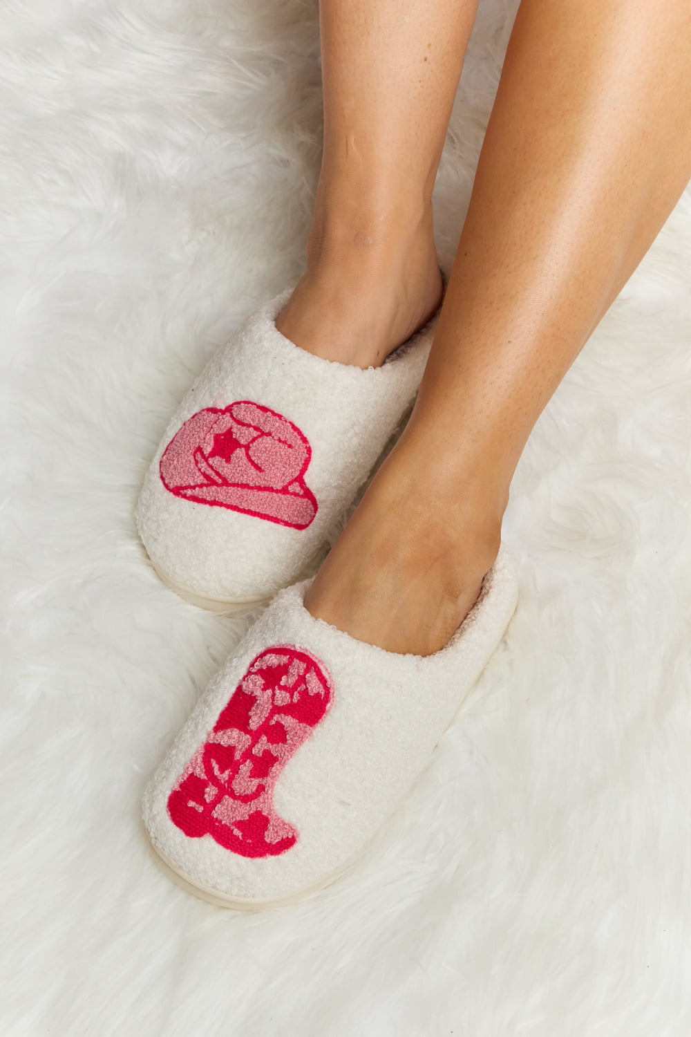 Melody Printed Plush Slide Slippers-Jewearrings